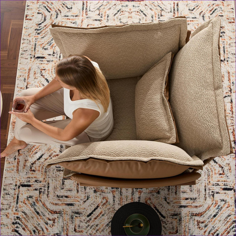 Fauteuil d'appoint surdimensionné en chenille moderne, canapé-lit simple confortable pour adultes, sièges supplémentaires pour la chambre à coucher du salon