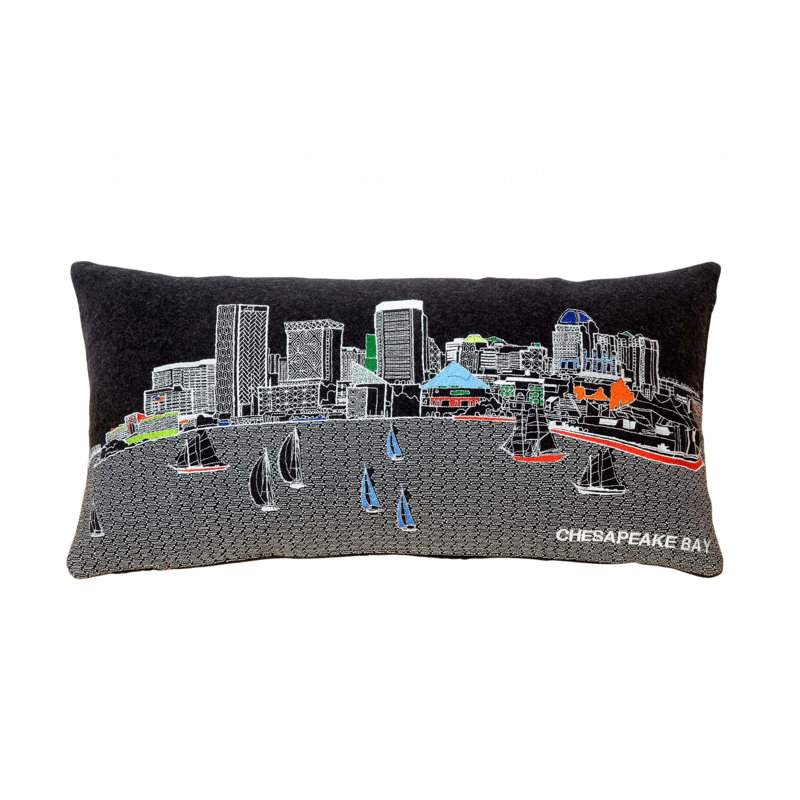 Coussin lombaire 24 po NYC, Noir / bleu / orange