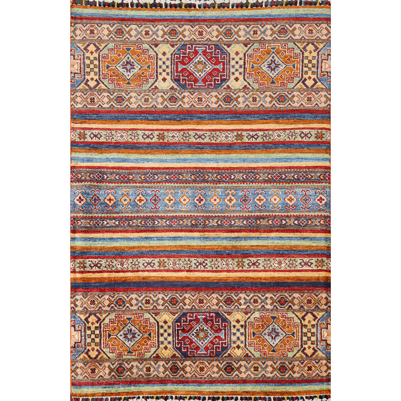 Vegetable Dye Kazak Handmade Rug 3x5