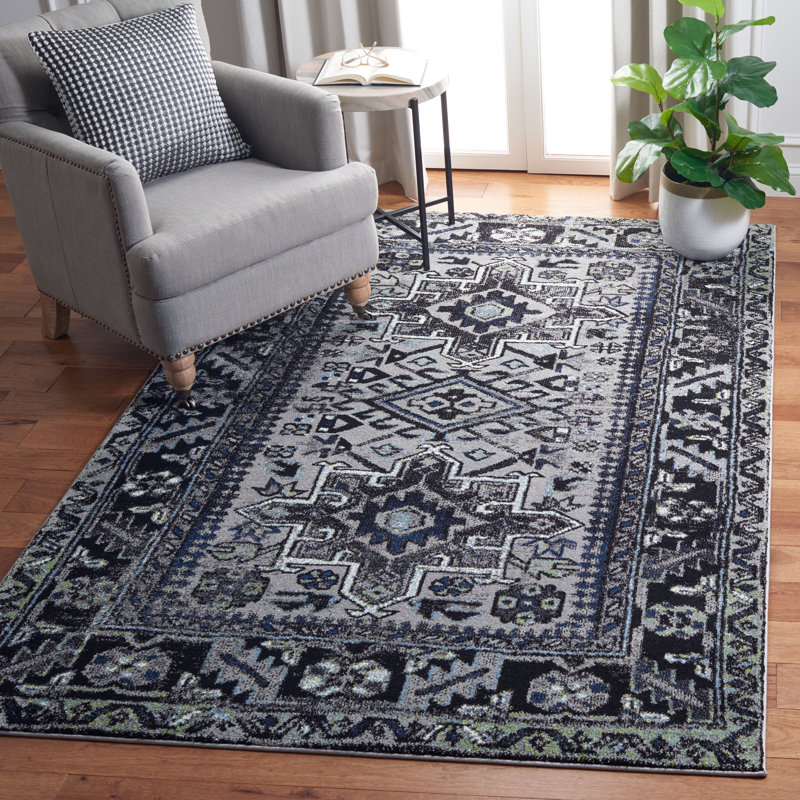 Tapis oriental gris clair / gris foncé Ceana, Rectangle 10 pi 6 po x 14 pi