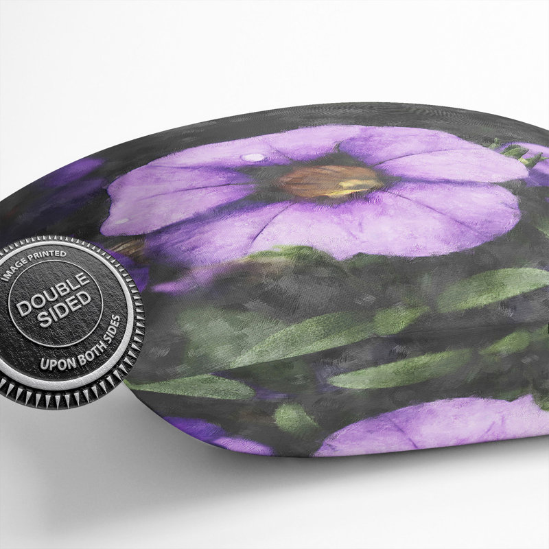 Purple Flowers Painting Square Throw Cushion, 55cm H x 55cm W x 20cm D