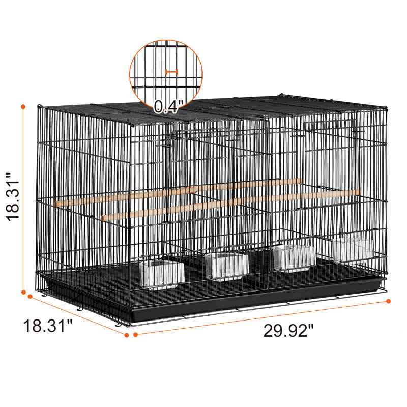 Carbon Steel Table Top Bird Cage with Stand, Black