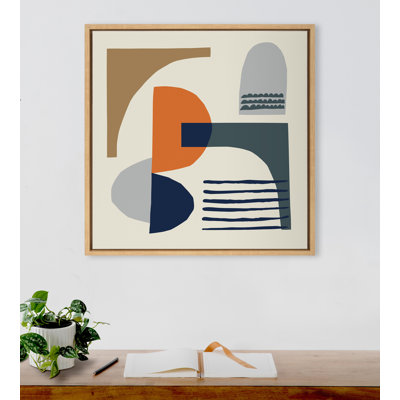 «Abstract Mid Century» par Rachel Lee, 3 oiseaux, reproduction d'art sur toile encadrée