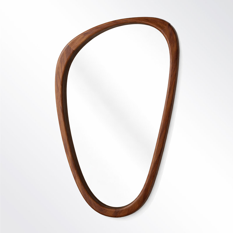 Miroir d'appoint asymétrique en bois massif, Noyer foncé, 36 po x 24 po