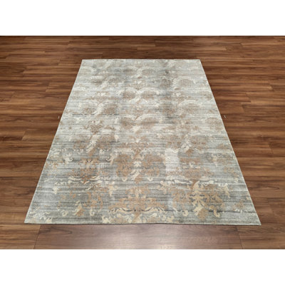 Original Hand Knotted Traditional Pattern Gray Wool Rug