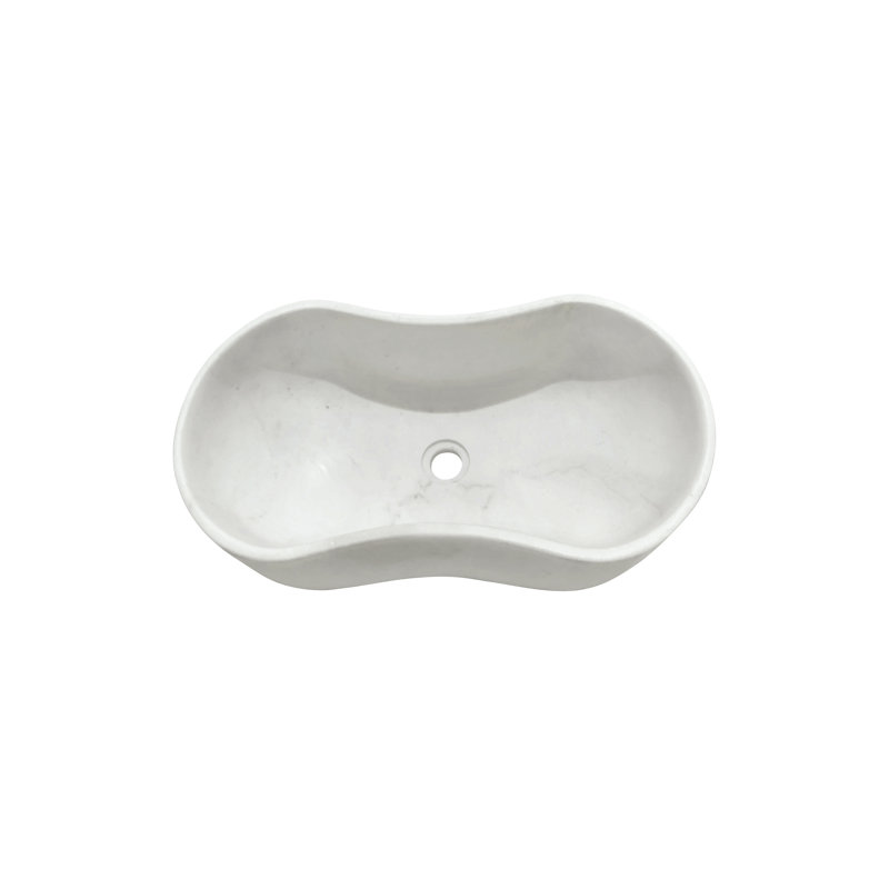 Marble Bathroom Vessel Sink, Polished Surface, Genuine Marble, Real Marble, White