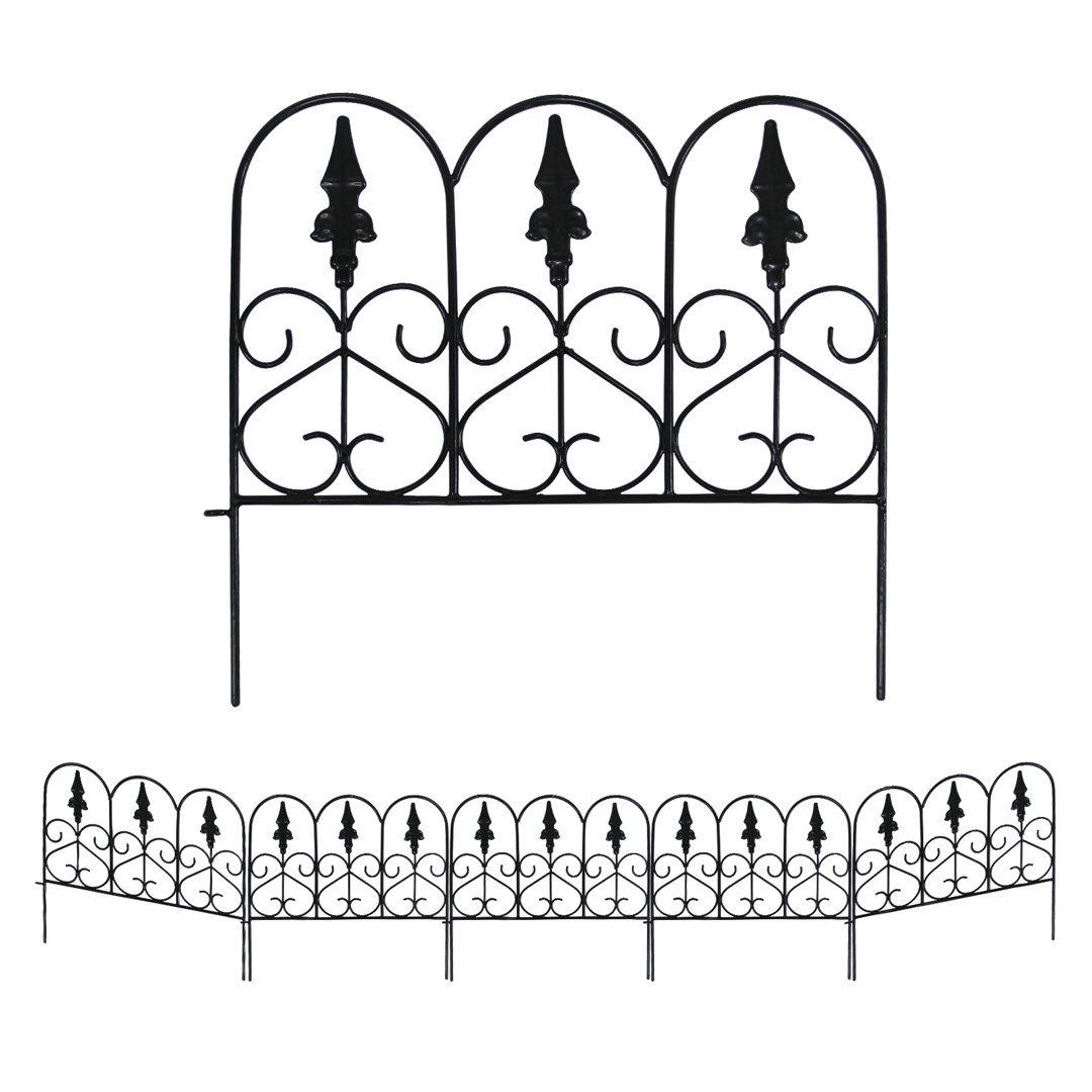 SCENDOR 20"W x 18"H Iron Garden Decorative Fence Panel 5 Pack for Dog Flower Bed Edging Rustproof SCENDOR