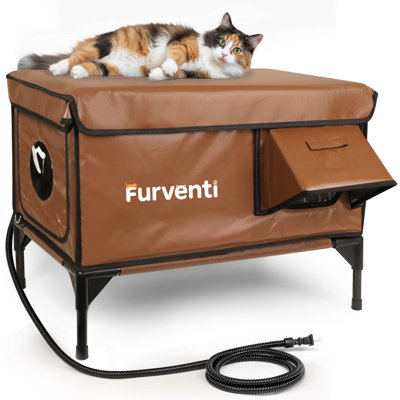 Heated Outdoor Cat House, Insulated Shelter With Thermal Pad, Waterproof &Eco-Friendly  Fabric Winter Cat  Shelter