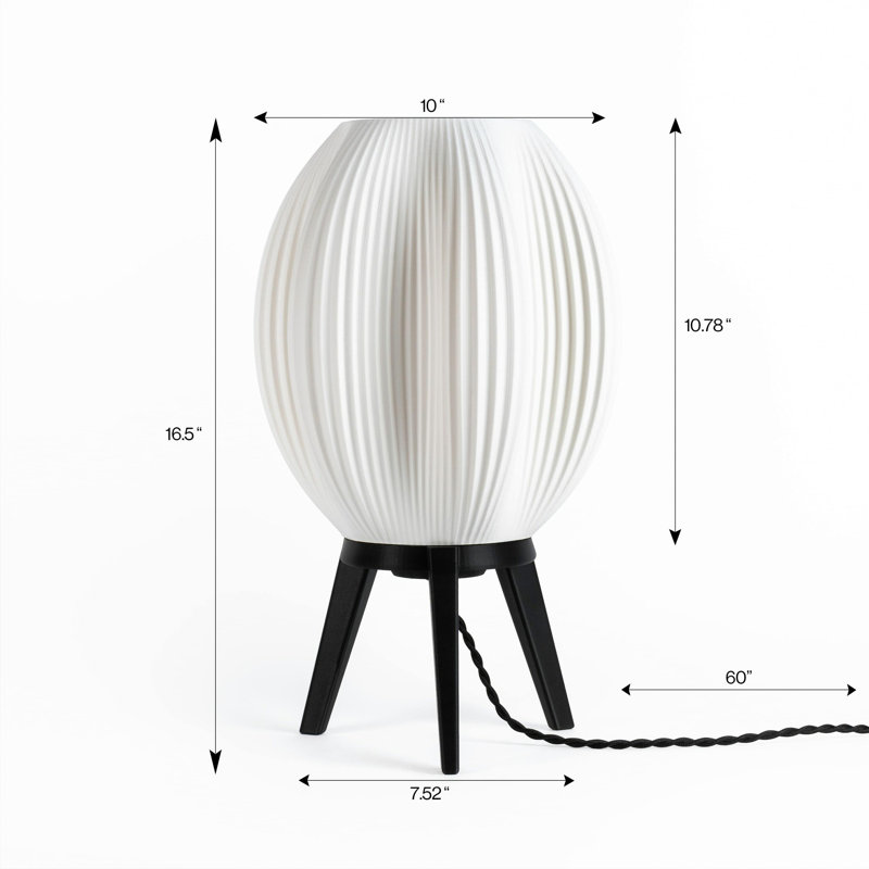 Lampe de table DEL Wavy, Noir, Blanc