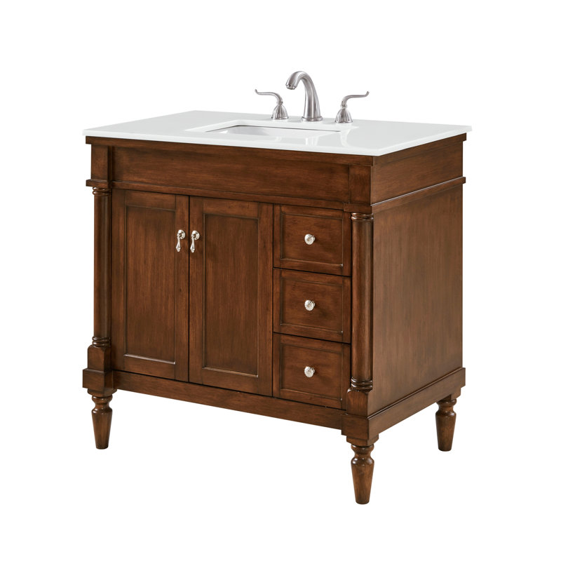 Ensemble de meuble-lavabo simple 36 po Lexington, Noyer, Blanc Ivoire