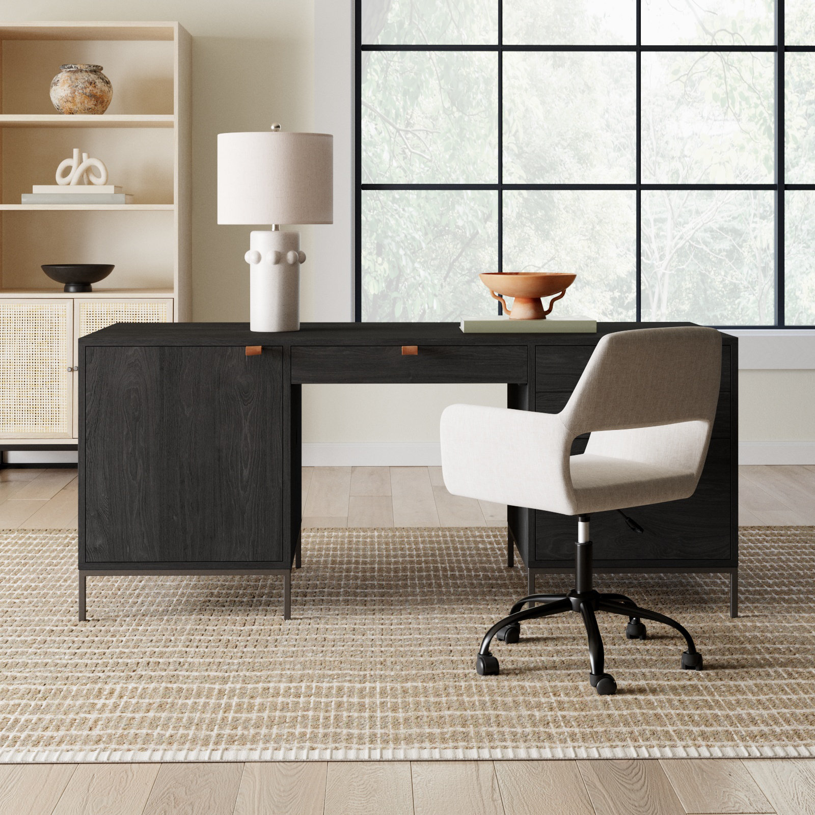 Loki 70 " Executive Desk, Black Wash Poplar