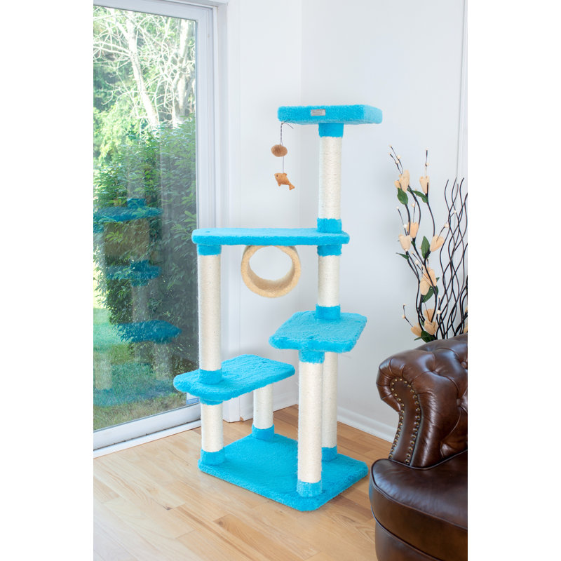 Sky Blue Multi-Level Cat Tree with Sisal Posts