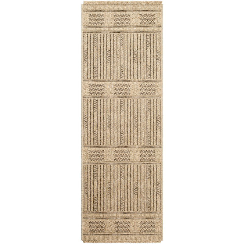 Klara Boho Jute-Look Beige Area Rug, Geometric, Runner 203 x 558 cm