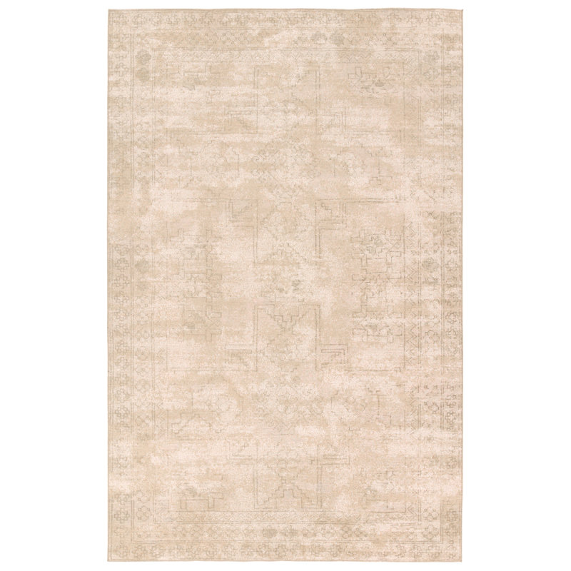 Vibe by Bungalow Rose Tegona Medallion Tan/Cream Area Rug, Rectangle 5' x 8'