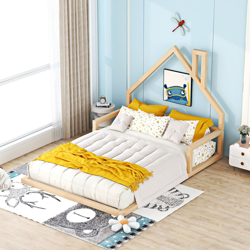 Lit en bois massif, Naturel, Double