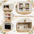 Play Kitchen for Kids, Wooden Toy with Stove That Lights/Sounds When Pan Detected, Includes Disinfection Cabinet, 2 Fabric Boxes & Stainless Cookware(beige)-102487407