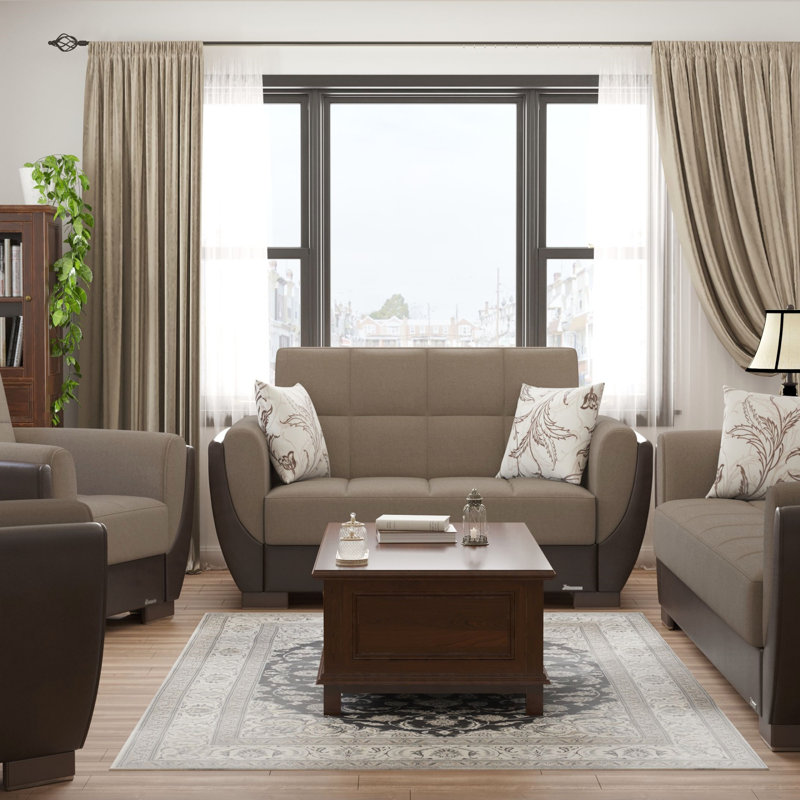 Causeuse convertible avec rangement en polyuréthane Primenest Nimbusflow, Beige