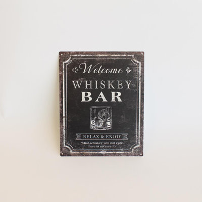 Barre de whisky Welcome avec panneau de texte