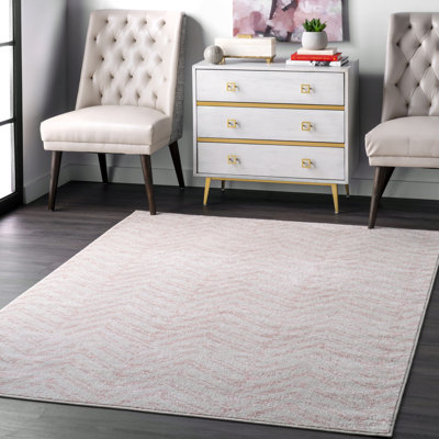Roseanne Transitional Striped Performance Pink/Gray Rug