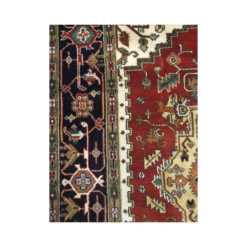 Hand Knotted Wool Area Rug in Rust