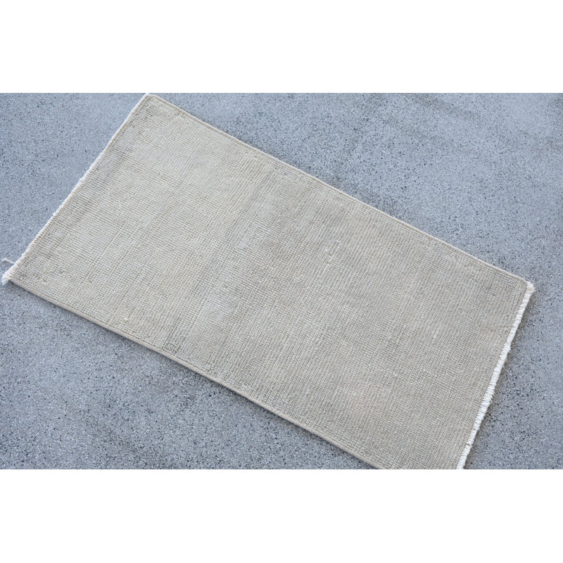 18.5x33.1 Inch Beige Wool Patchwork Rug, Modern Small Rug