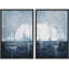 «Watercolor Pastel Blue White Landscape Abstract Shapes», reproduction encadrée sur toile, 2 pièces-91068964-91068965