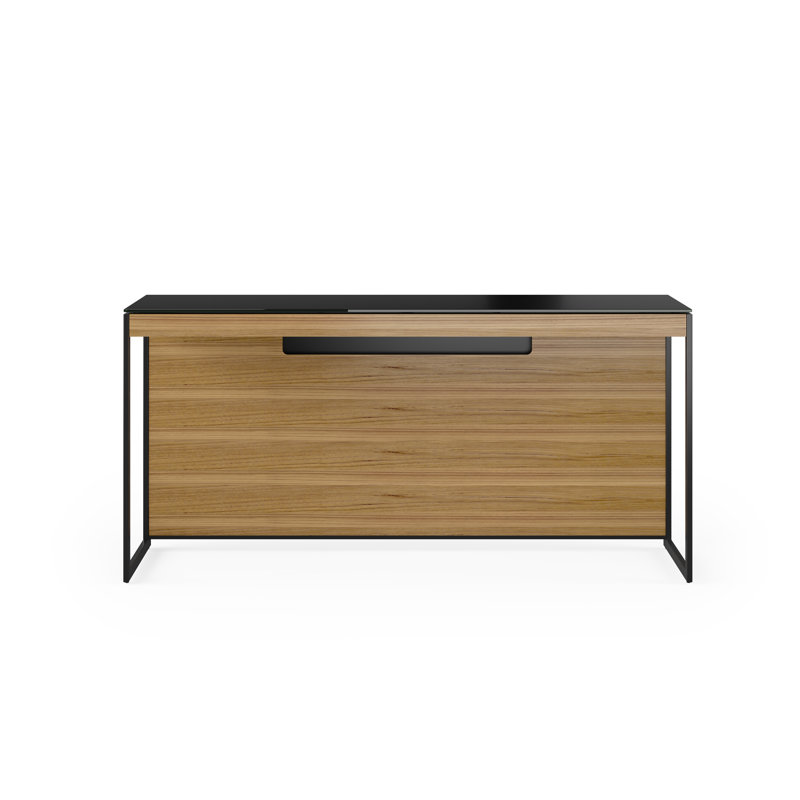 Bureau en verre Sequel 20, 24.75" H x 48" W x 24" D, Noyer naturel / noir