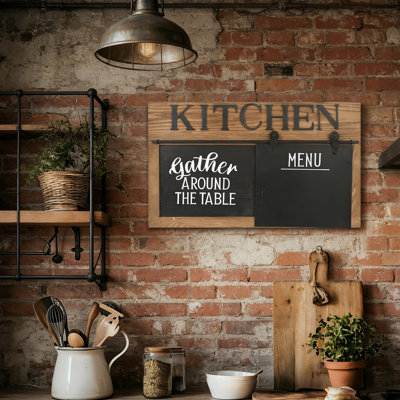 Wall Decor for Kitchen – Wooden Hanging Sign with KITCHEN Caption and Menu Board-Gift for Mom Grandma
