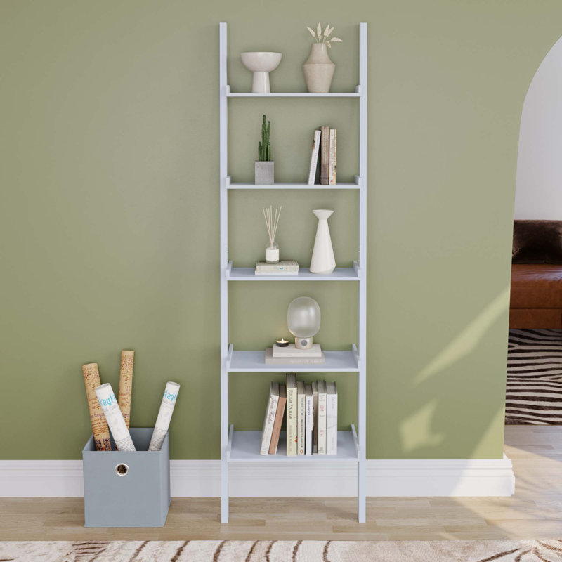 Ogilvie 56cm W Ladder Bookcase, 189cm H, Grey