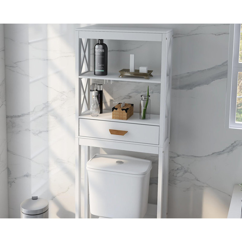 Double-layer toilet rack bathroom storage artifact White simple multi-functional open storage bathroom shelf plate