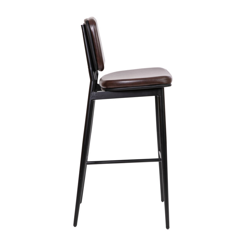 Brown Faux Leather and Metal Counter Stools, Set of 2