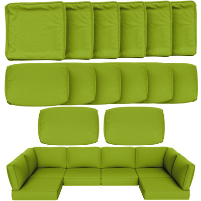 Cartert 14 Pcs Outdoor Cushion Cover Set For 4" Outdoor Cushions Patio Furniture Cushion Covers, Covers Only