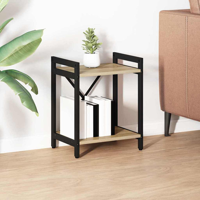 Steel Bookcase, (2 Shelves) 48.5cm H x 40cm W x 30cm D, Beige