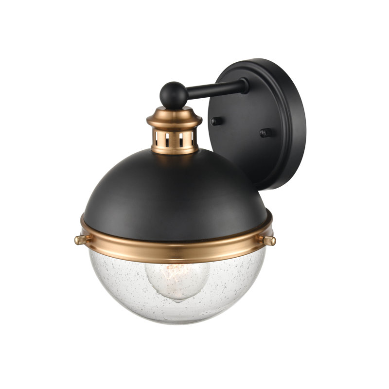 1 lumière 6,875 po Applique murale noir mat / laiton vieilli