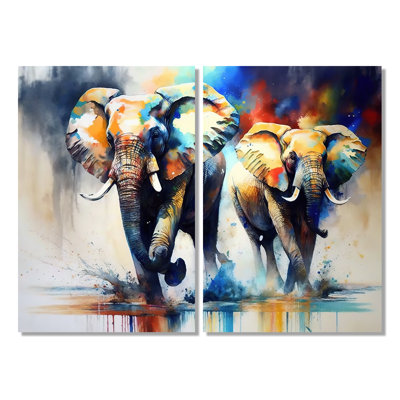 Éléphants qui courent - reproductions d'art sur toile