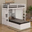 Lit superposé simple avec tiroirs, garde-robe, tablettes de rangement et hydraulique-106693909