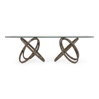 Table à manger Mason moderne en verre et frêne gris