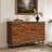 Modern Art Solid Wood Sideboard,59*16*35inch, Wave Relief Design, Walnut Texture, Iron Legs, Living Room Storage Cabinet