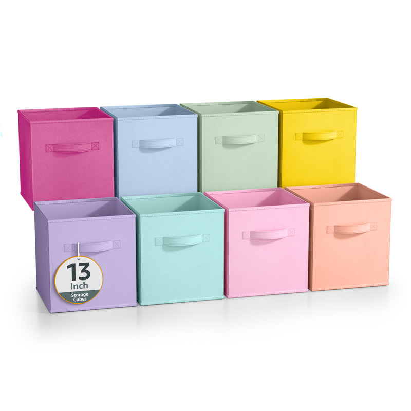 Sorbus Fabric Storage Cubes - 8 Foldable Storage Bins, 13 Inch - Pastel Multi-Colour