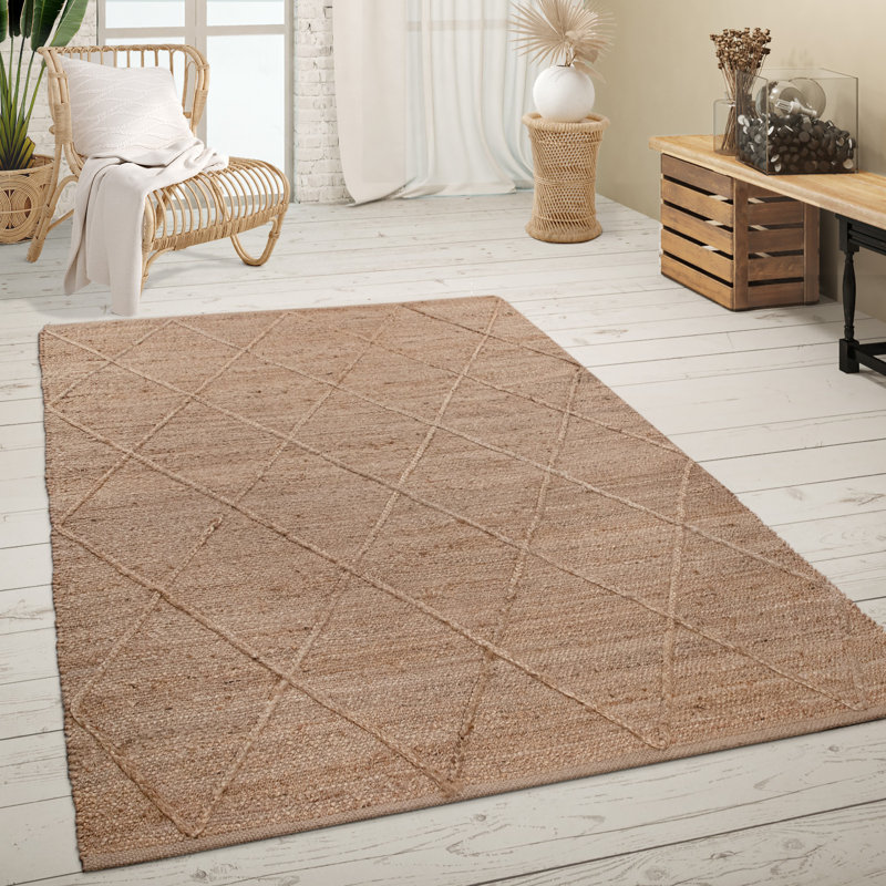 Peetz Geometric Jute / Sisal Area Rug, Rectangle 80 x 150cm