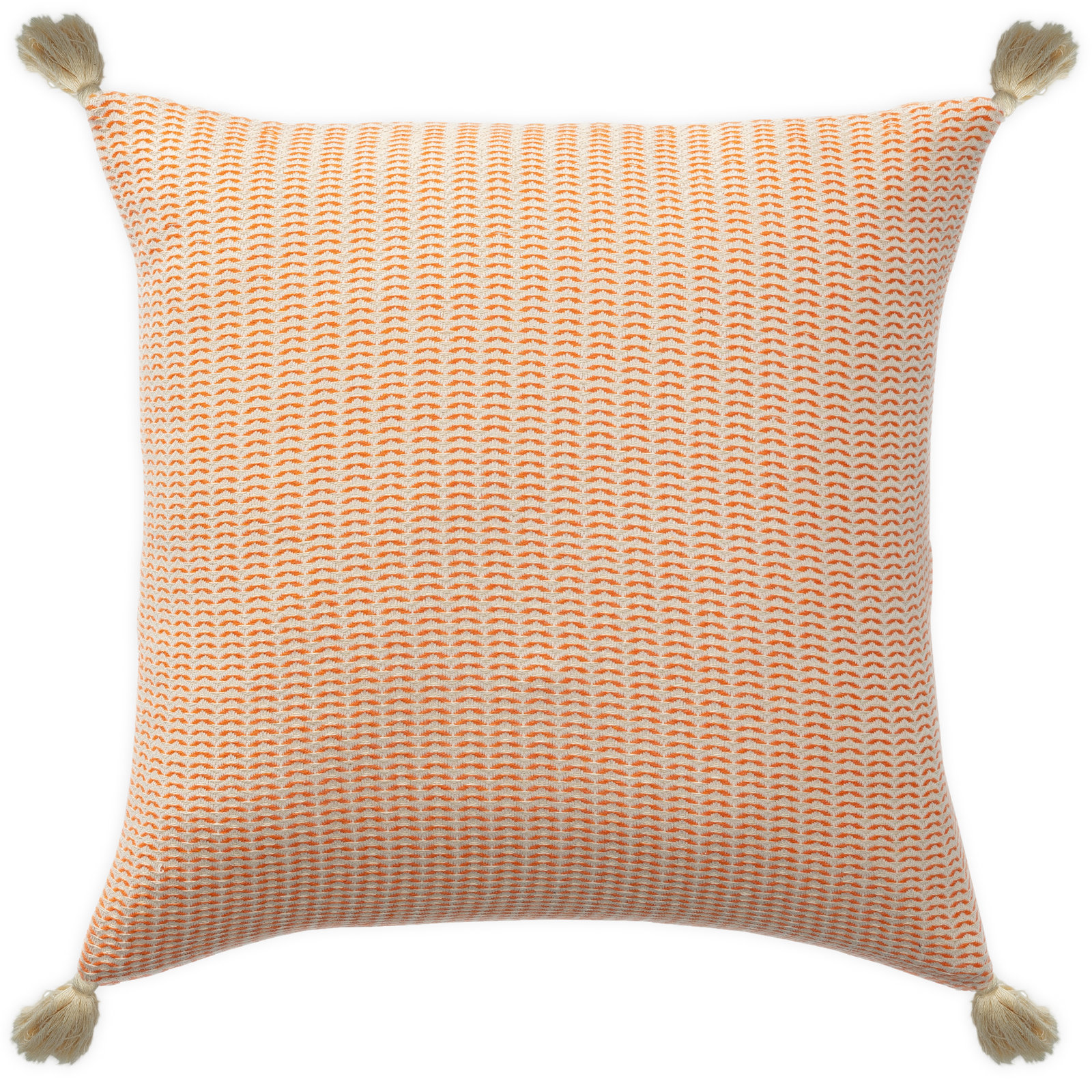 Brenly Turkish Cotton Striped Square Throw Pillow, Orange, Polyester/Polyfill