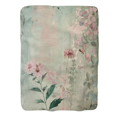 Art floral intemporel - Couverture en sherpa de qualité supérieure 1 pièce