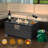 32"W x 15"H Polyresin 2-Piece Propane Wicker Fire Pit Table set with Gas Tank Holder and Lid