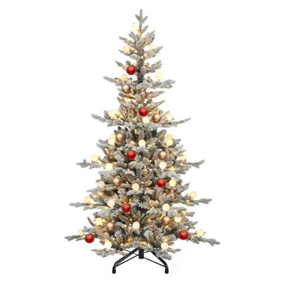6Ft Pre-Lit  Flocked Layered Christmas Tree