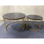 Ensemble de deux tables basses gigognes gigognes avec dessus en marbre, structure en métal robuste, conception peu encombrante pour le salon, la chambre à coucher ou l'extérieur.-130632648