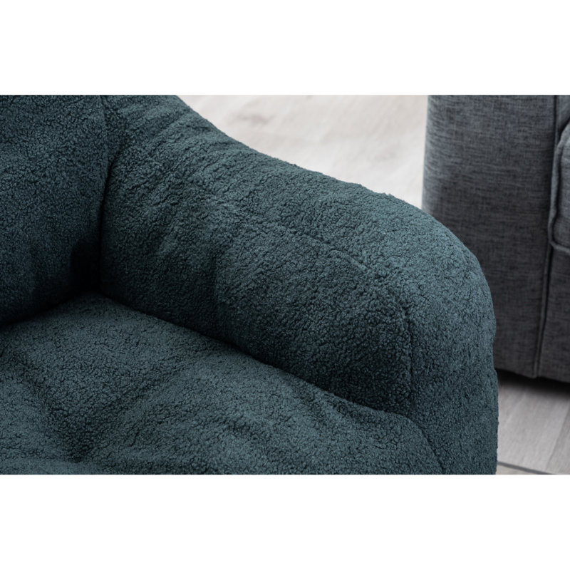 Fauteuil à billes rembourré de mousse avec chambre à coucher moderne en tissu moelleux et mousse, Tissu vert