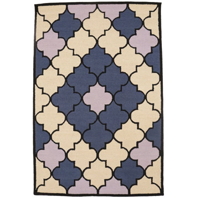 Shallin Gray Trellis Rectangle 5' x 8' Hand-Tufted Modern Rug