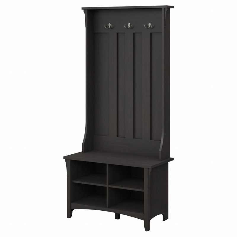 Pernell Hall Tree 32'' Wide with Bench and Shoe Storage, Vintage Black