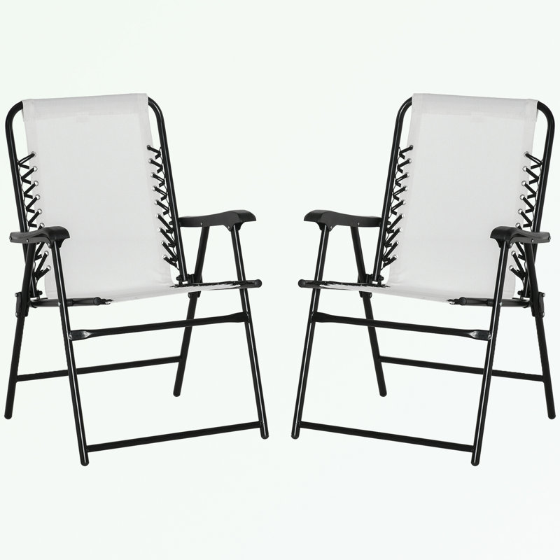 metal frame Patio Folding Armchairs Set of 2 with sturdy base, White