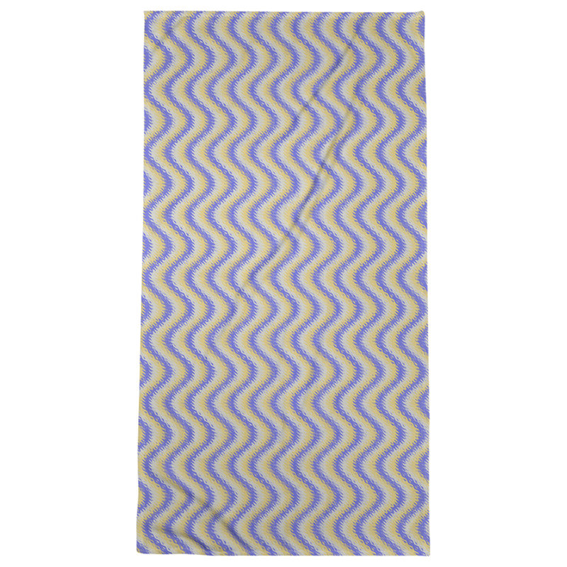 Serviette de bain à rayures ondulées elizabeth katelyn, Bleu / Jaune